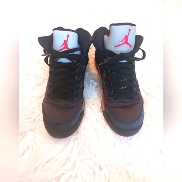 Jordan 5 Retro Satin Bred Black Red Basketball Sneakers Shoes - Picture 2 of 12